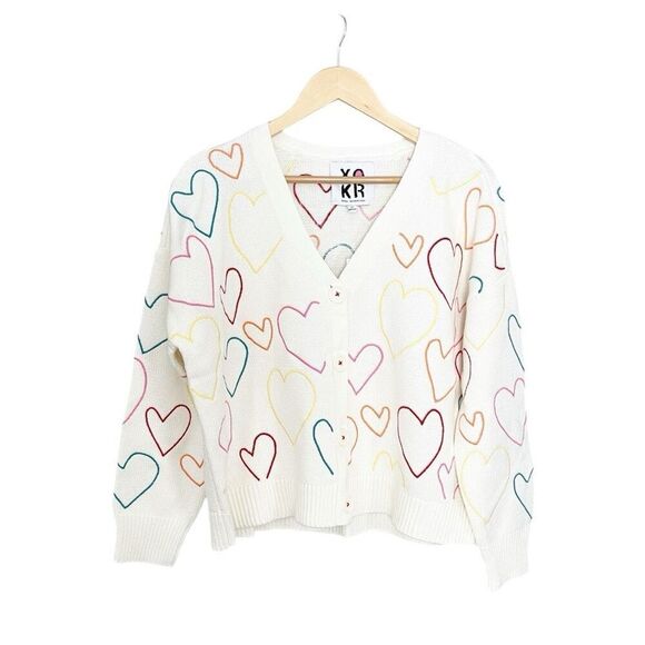 XOKR Kerri Rosenthal Heart Embroidered Oversized Cardigan - Picture 1 of 5